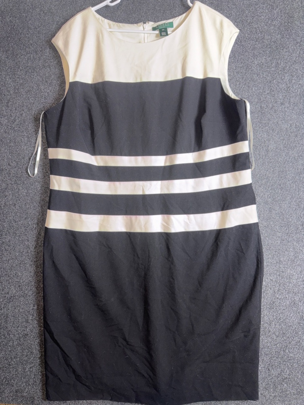 Lauren Ralph Lauren Black White‎ Striped Sleeveless Sheath Dress 18W